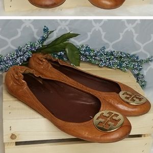 Tory Burch cognac leather flats